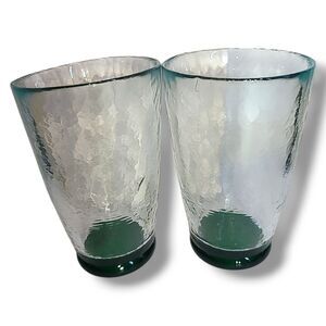 Set‎ of 2 Recycled Glass Tumblers Emerald Green Base 5.25"Tall